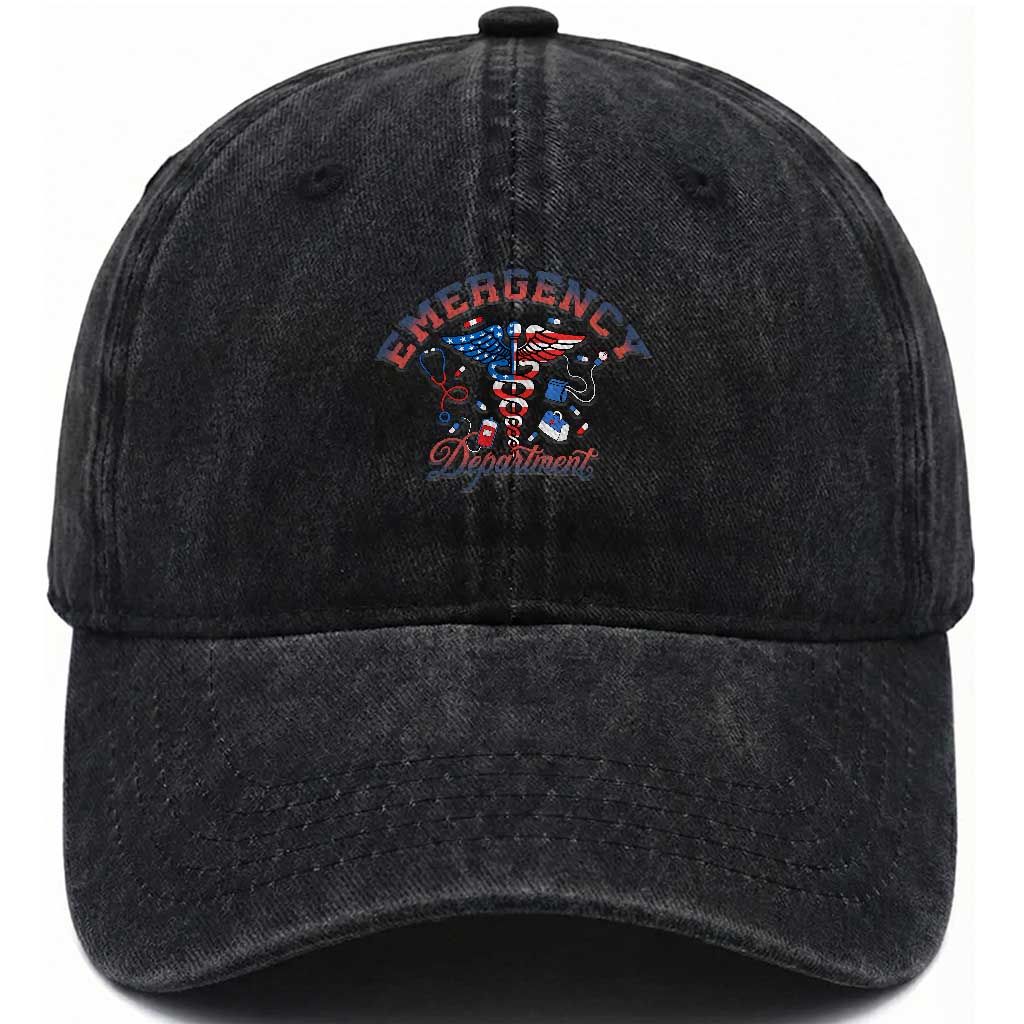 Patriotic Emergency Department Washed Cotton Baseball Cap USA 250th Anniversary Medical Gift TS12 Print Your Wear