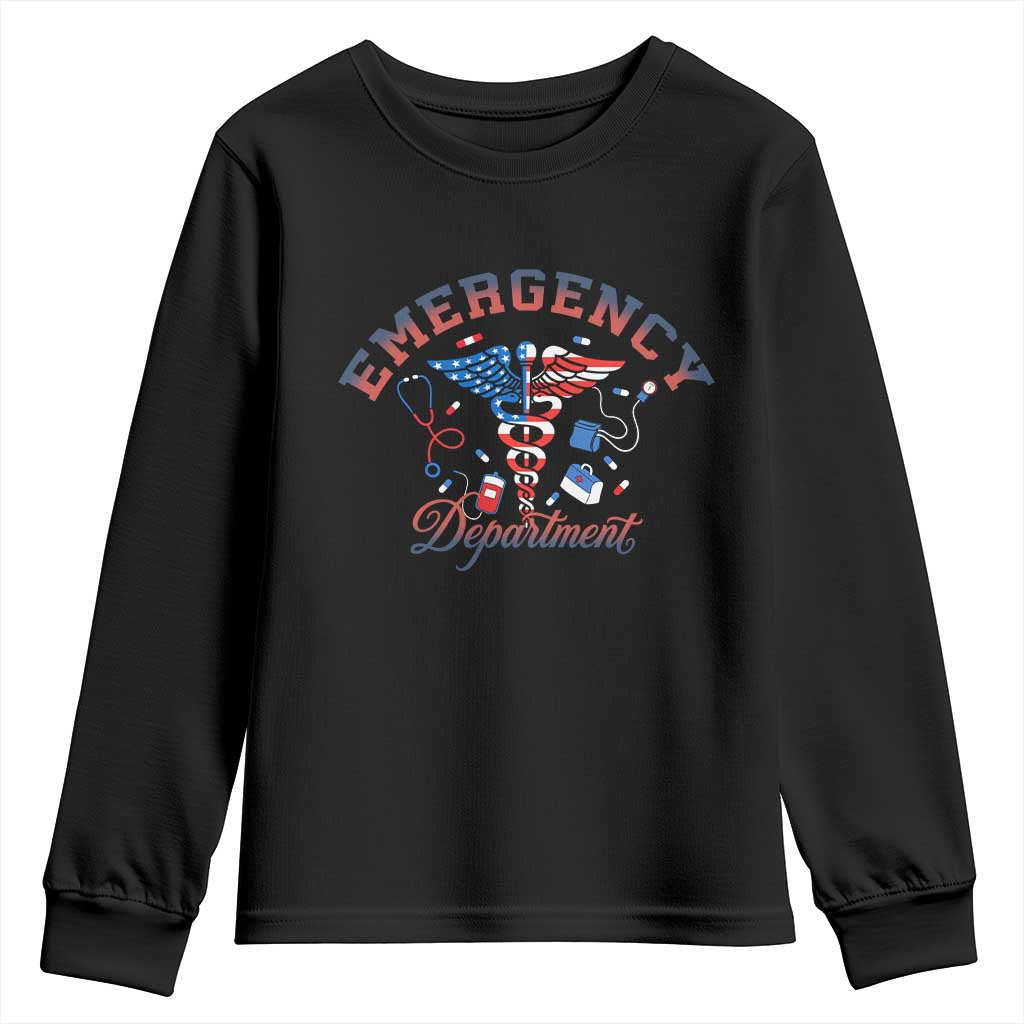Patriotic Emergency Department Youth Sweatshirt USA 250th Anniversary Medical Gift TS12 Black Print Your Wear