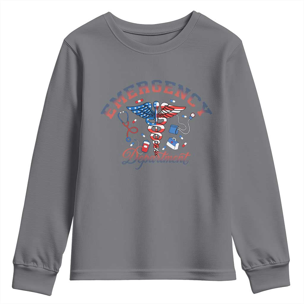 Patriotic Emergency Department Youth Sweatshirt USA 250th Anniversary Medical Gift TS12 Charcoal Print Your Wear