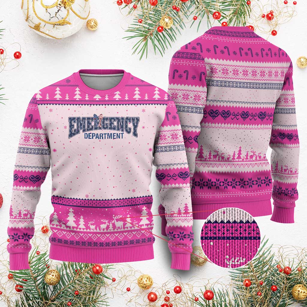 Patriotic ER Nurse Gift Ugly Christmas Sweater America 250th Anniversary TS12 Hot Pink Print Your Wear
