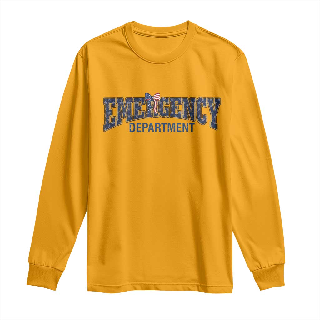 Patriotic ER Nurse Gift Long Sleeve Shirt America 250th Anniversary TS12 Gold Print Your Wear