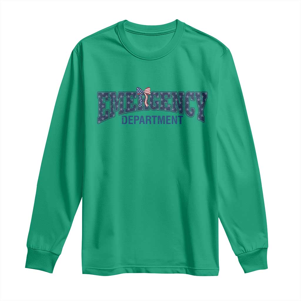 Patriotic ER Nurse Gift Long Sleeve Shirt America 250th Anniversary TS12 Irish Green Print Your Wear
