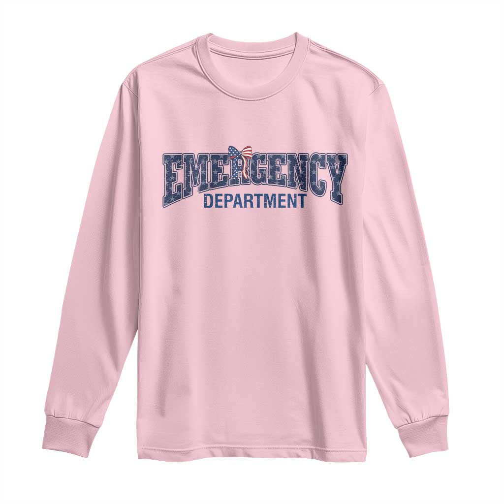 Patriotic ER Nurse Gift Long Sleeve Shirt America 250th Anniversary TS12 Light Pink Print Your Wear