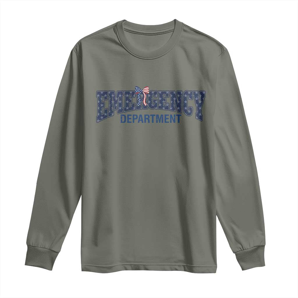 Patriotic ER Nurse Gift Long Sleeve Shirt America 250th Anniversary TS12 Military Green Print Your Wear