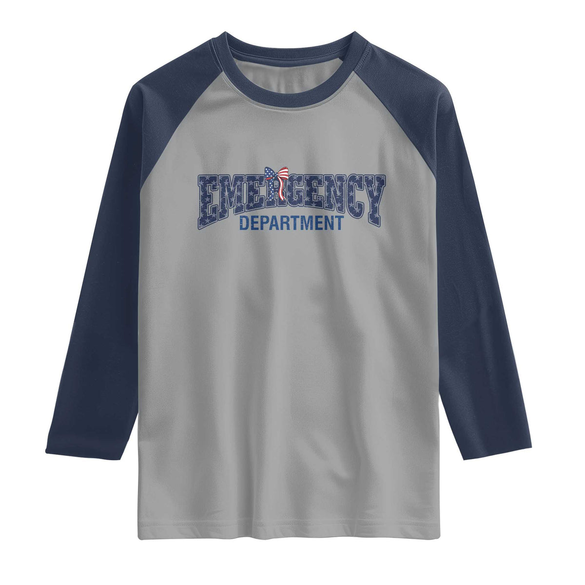 Patriotic ER Nurse Gift Raglan Shirt America 250th Anniversary TS12 Sport Gray Navy Print Your Wear