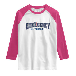 Patriotic ER Nurse Gift Raglan Shirt America 250th Anniversary TS12 White Heliconia Print Your Wear