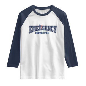 Patriotic ER Nurse Gift Raglan Shirt America 250th Anniversary TS12 White Navy Print Your Wear
