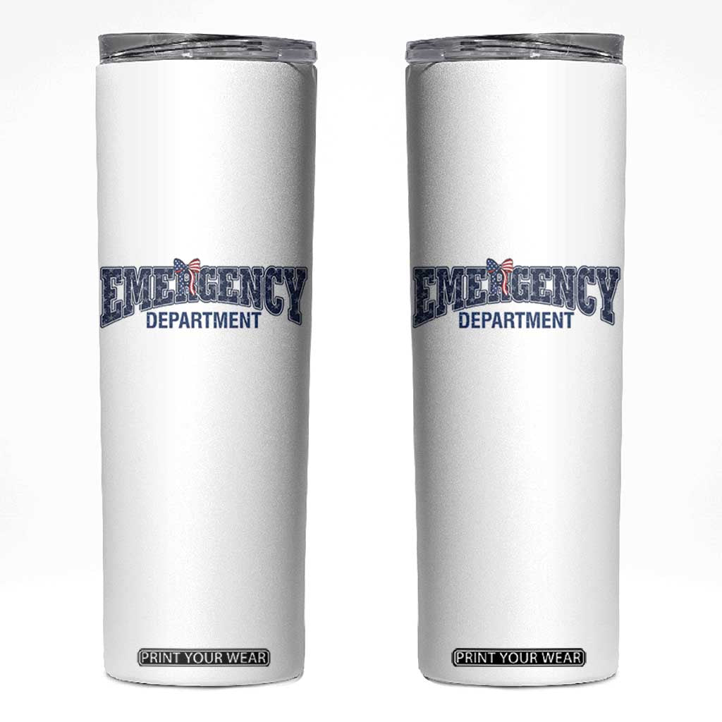 Patriotic ER Nurse Gift Skinny Tumbler America 250th Anniversary TS12 White Print Your Wear