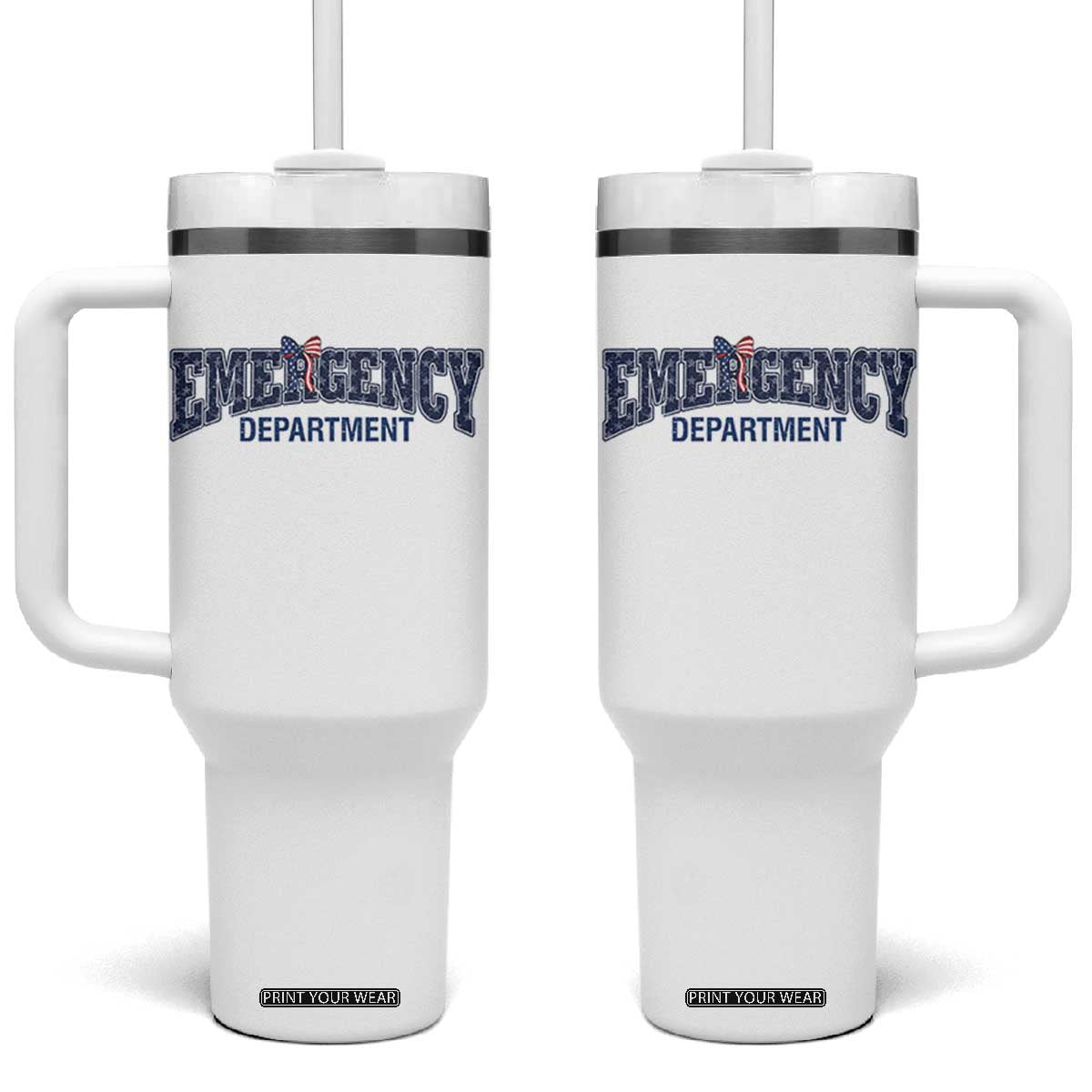 Patriotic ER Nurse Gift Tumbler With Handle America 250th Anniversary TS12 One Size: 40 oz White Print Your Wear