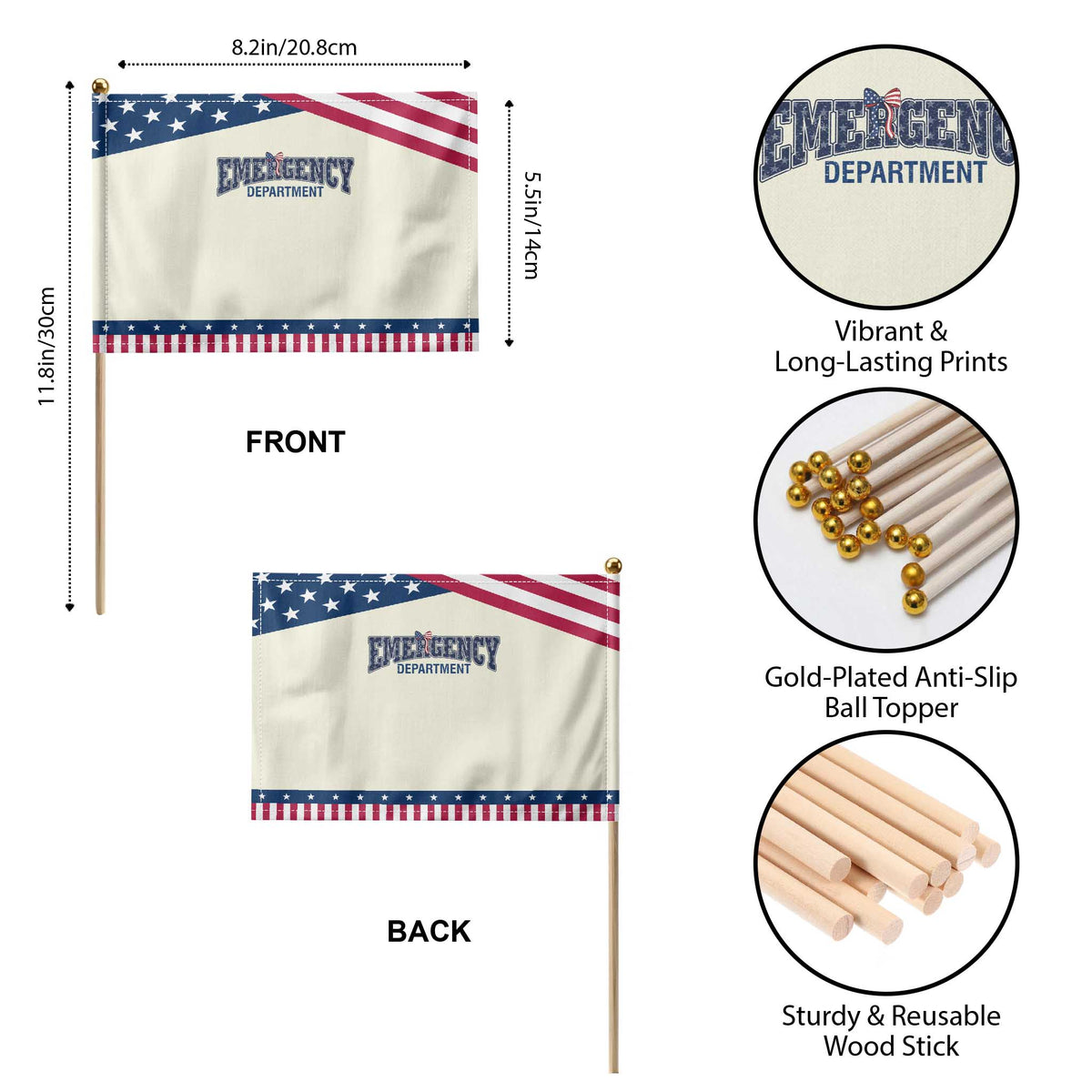 ER Nurse Gift Patriotic Handheld Flag USA 250th Anniversary TS12 Print Your Wear
