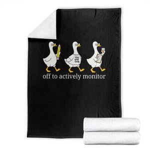 Funny Goose Teacher Testing Day Throw Blanket Off to Actively Monitor TS12 Black Print Your Wear