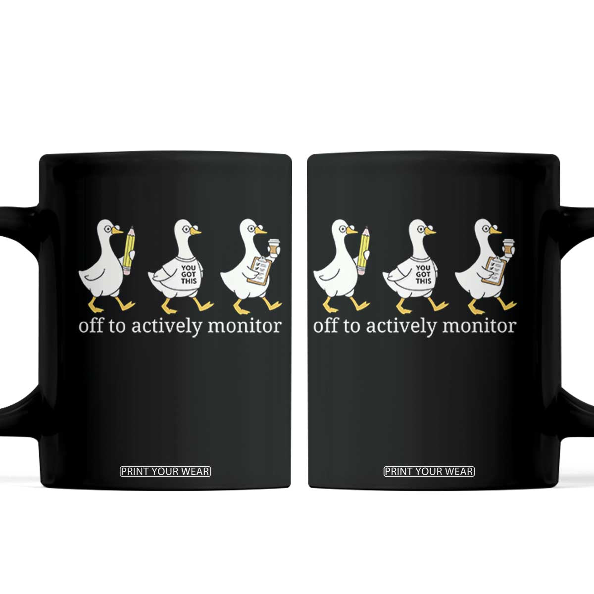 Funny Goose Teacher Testing Day Coffee Mug Off to Actively Monitor TS12 Black Print Your Wear