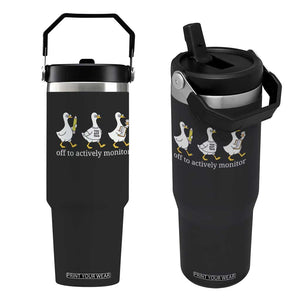 Funny Goose Teacher Testing Day Flip Straw Tumbler Off to Actively Monitor TS12 One Size: 30 oz Black Print Your Wear