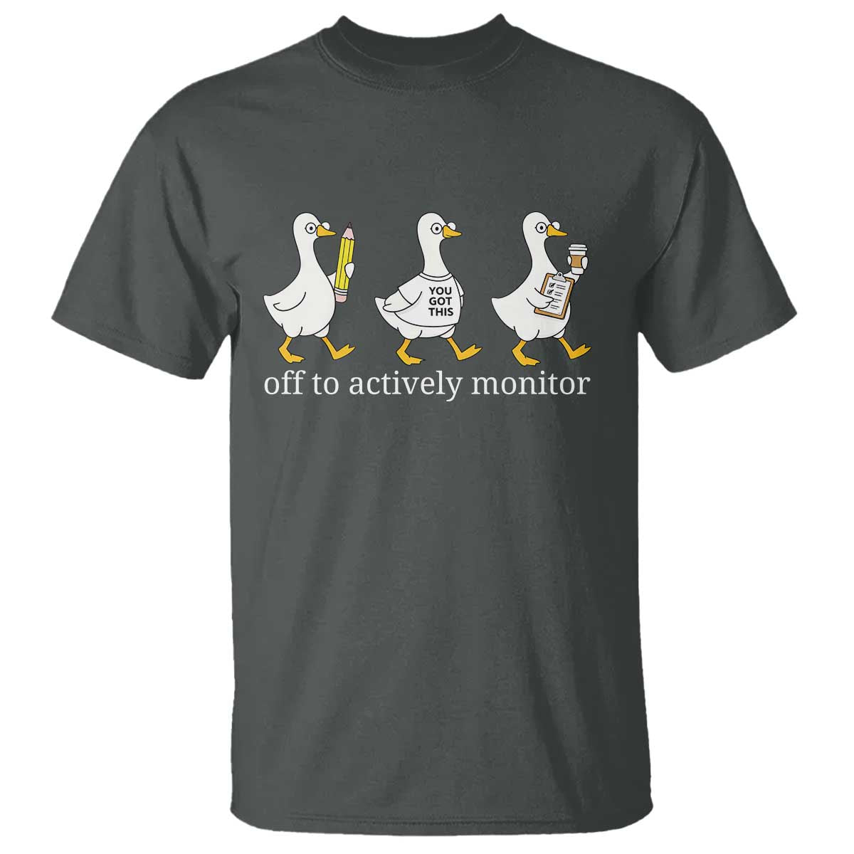 Funny Goose Teacher Testing Day T Shirt Off to Actively Monitor TS12 Dark Heather Print Your Wear