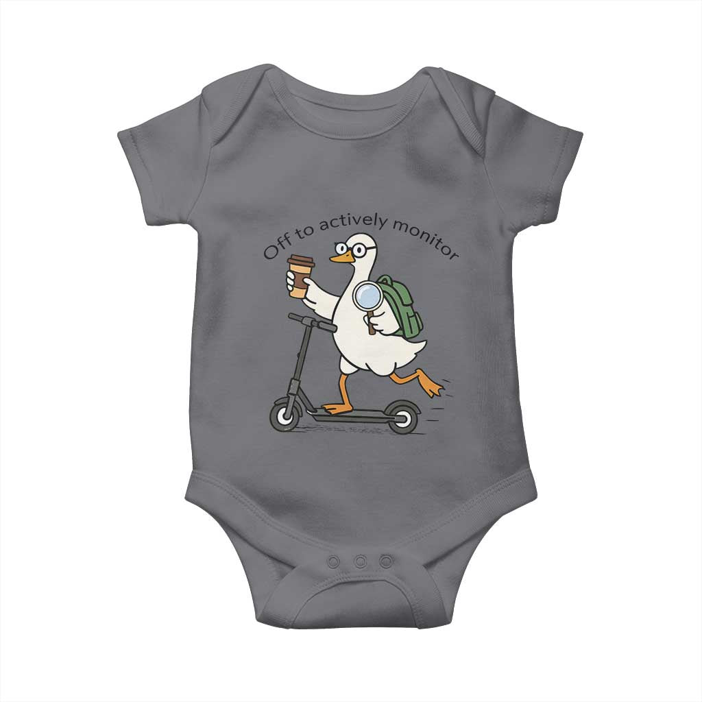 Funny Silly Goose Proctor Baby Onesie Off to Actively Monitor Teacher Testing Day TS12 Charcoal Print Your Wear