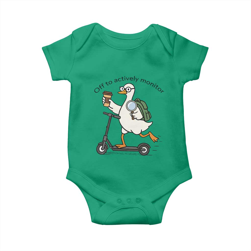 Funny Silly Goose Proctor Baby Onesie Off to Actively Monitor Teacher Testing Day TS12 Irish Green Print Your Wear