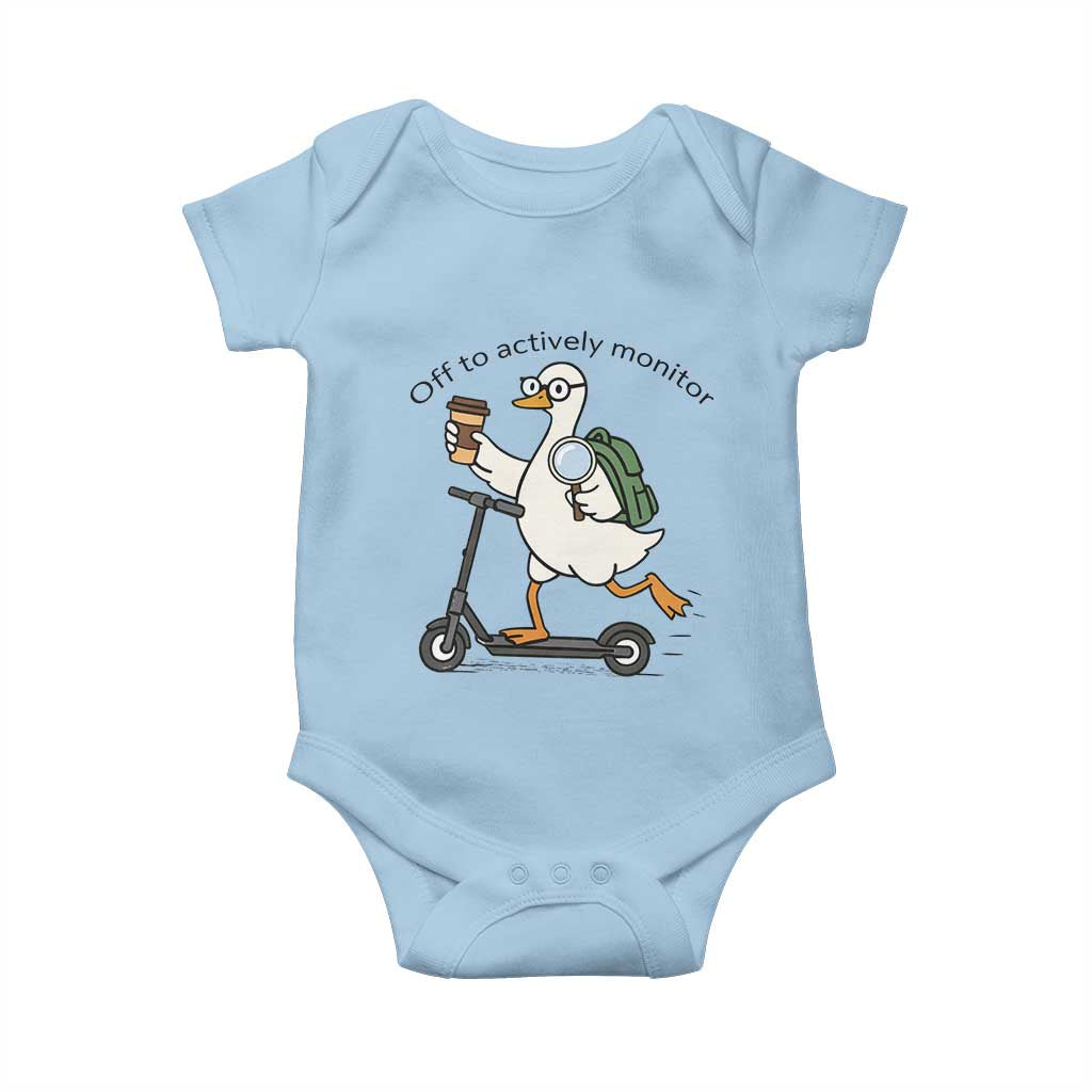 Funny Silly Goose Proctor Baby Onesie Off to Actively Monitor Teacher Testing Day TS12 Light Blue Print Your Wear
