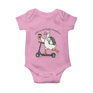 Funny Silly Goose Proctor Baby Onesie Off to Actively Monitor Teacher Testing Day TS12 Light Pink Print Your Wear