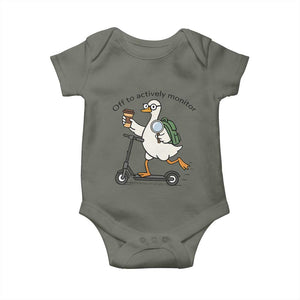 Funny Silly Goose Proctor Baby Onesie Off to Actively Monitor Teacher Testing Day TS12 Military Green Print Your Wear