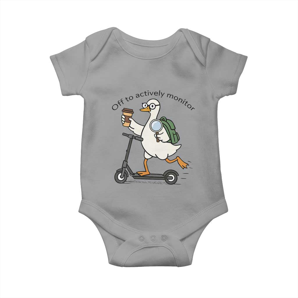 Funny Silly Goose Proctor Baby Onesie Off to Actively Monitor Teacher Testing Day TS12 Sport Gray Print Your Wear