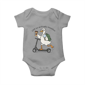 Funny Silly Goose Proctor Baby Onesie Off to Actively Monitor Teacher Testing Day TS12 Sport Gray Print Your Wear