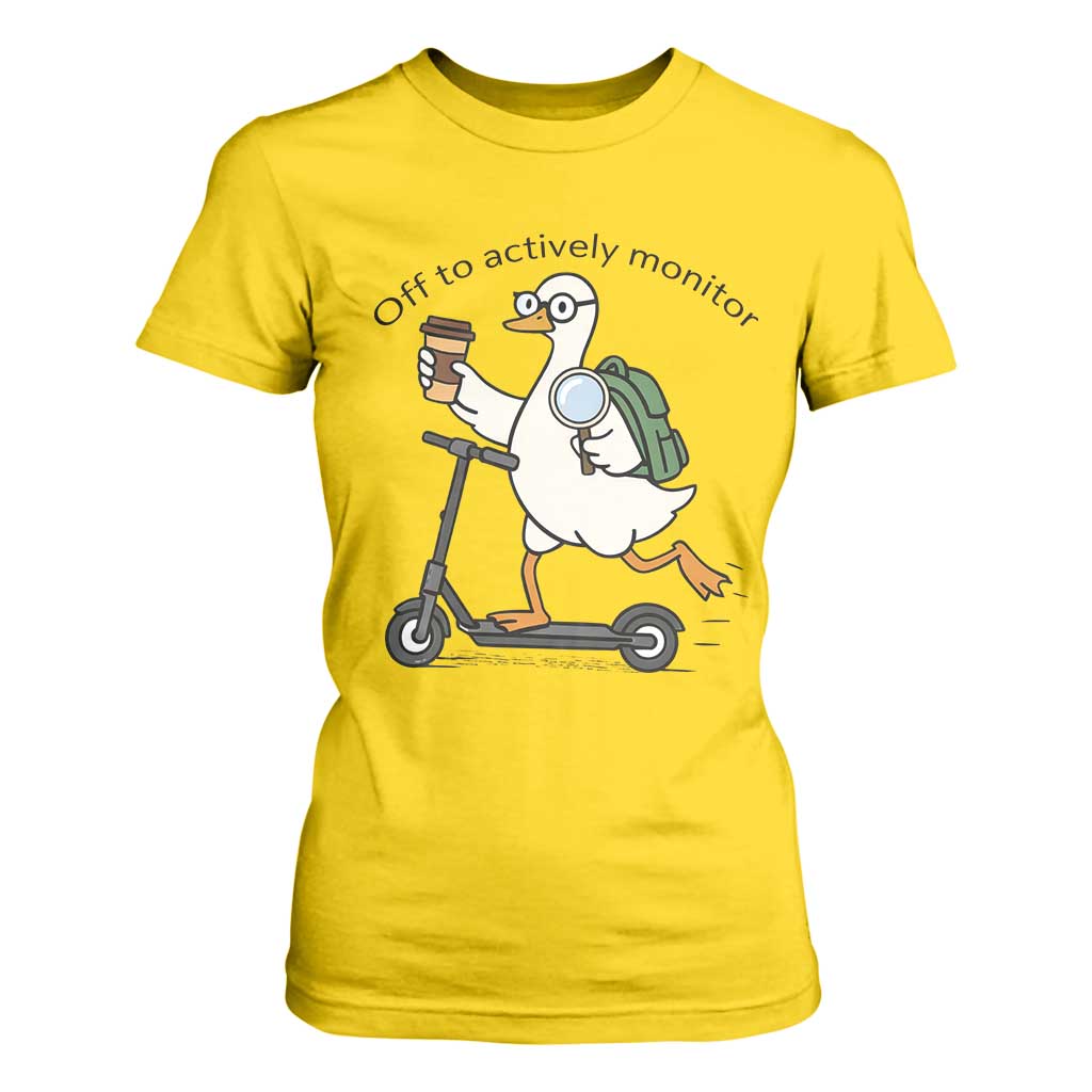 Funny Silly Goose Proctor T Shirt For Women Off to Actively Monitor Teacher Testing Day TS12 Daisy Print Your Wear