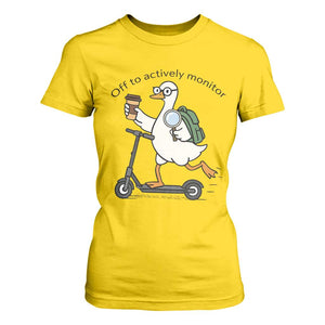 Funny Silly Goose Proctor T Shirt For Women Off to Actively Monitor Teacher Testing Day TS12 Daisy Print Your Wear