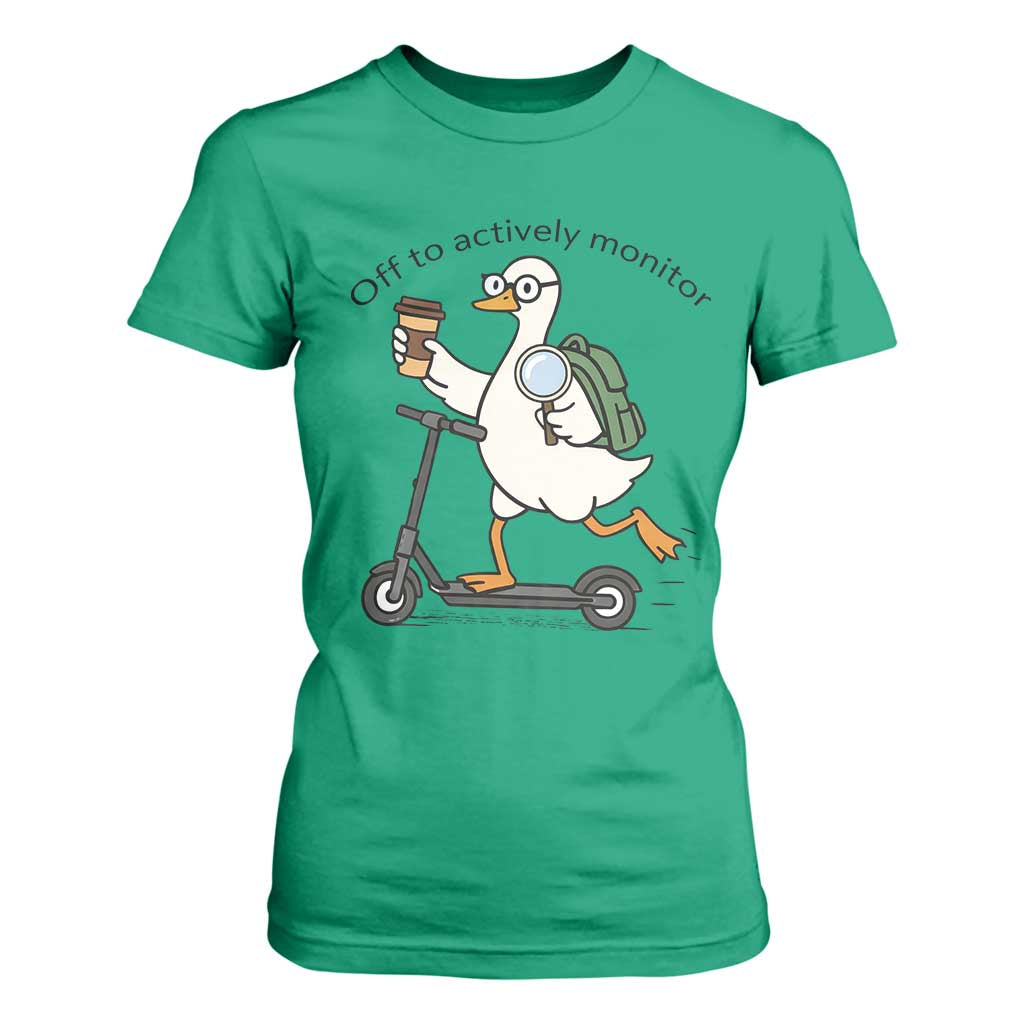 Funny Silly Goose Proctor T Shirt For Women Off to Actively Monitor Teacher Testing Day TS12 Irish Green Print Your Wear