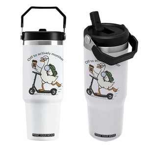 Funny Silly Goose Proctor Flip Straw Tumbler Off to Actively Monitor Teacher Testing Day TS12 One Size: 30 oz White Print Your Wear