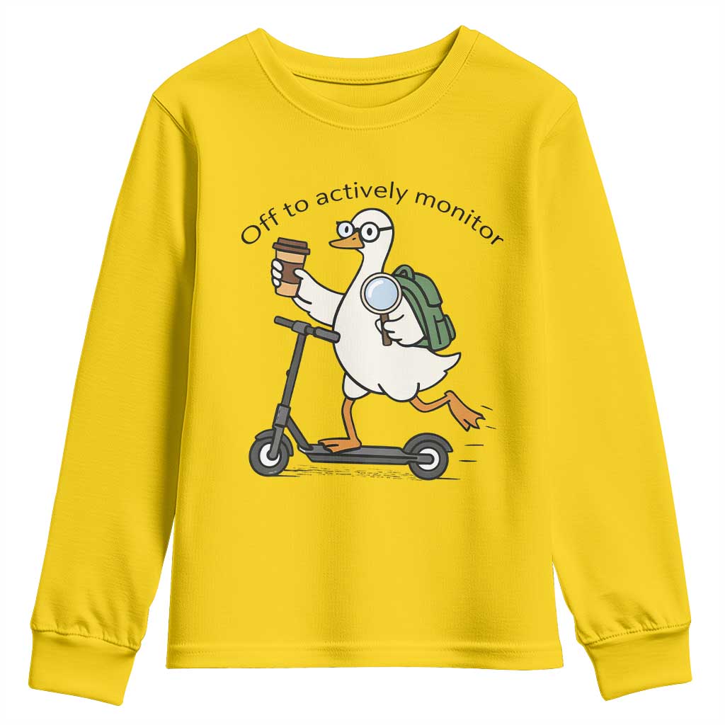 Funny Silly Goose Proctor Youth Sweatshirt Off to Actively Monitor Teacher Testing Day TS12 Daisy Print Your Wear