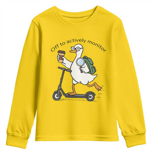 Funny Silly Goose Proctor Youth Sweatshirt Off to Actively Monitor Teacher Testing Day TS12 Daisy Print Your Wear