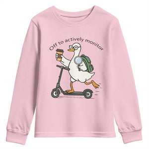 Funny Silly Goose Proctor Youth Sweatshirt Off to Actively Monitor Teacher Testing Day TS12 Light Pink Print Your Wear