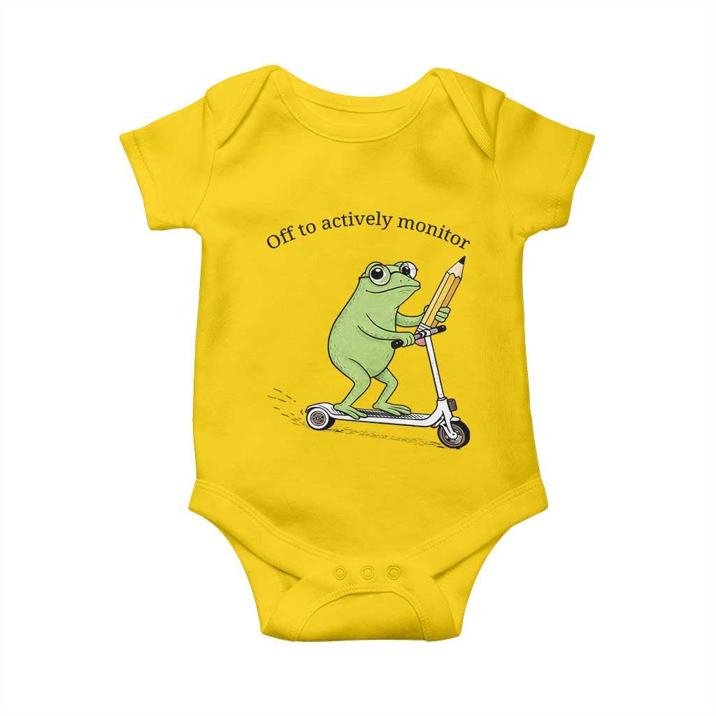 Funny Frog Teacher Testing Test Day Baby Onesie Off To Actively Monitor TS12 Daisy Print Your Wear