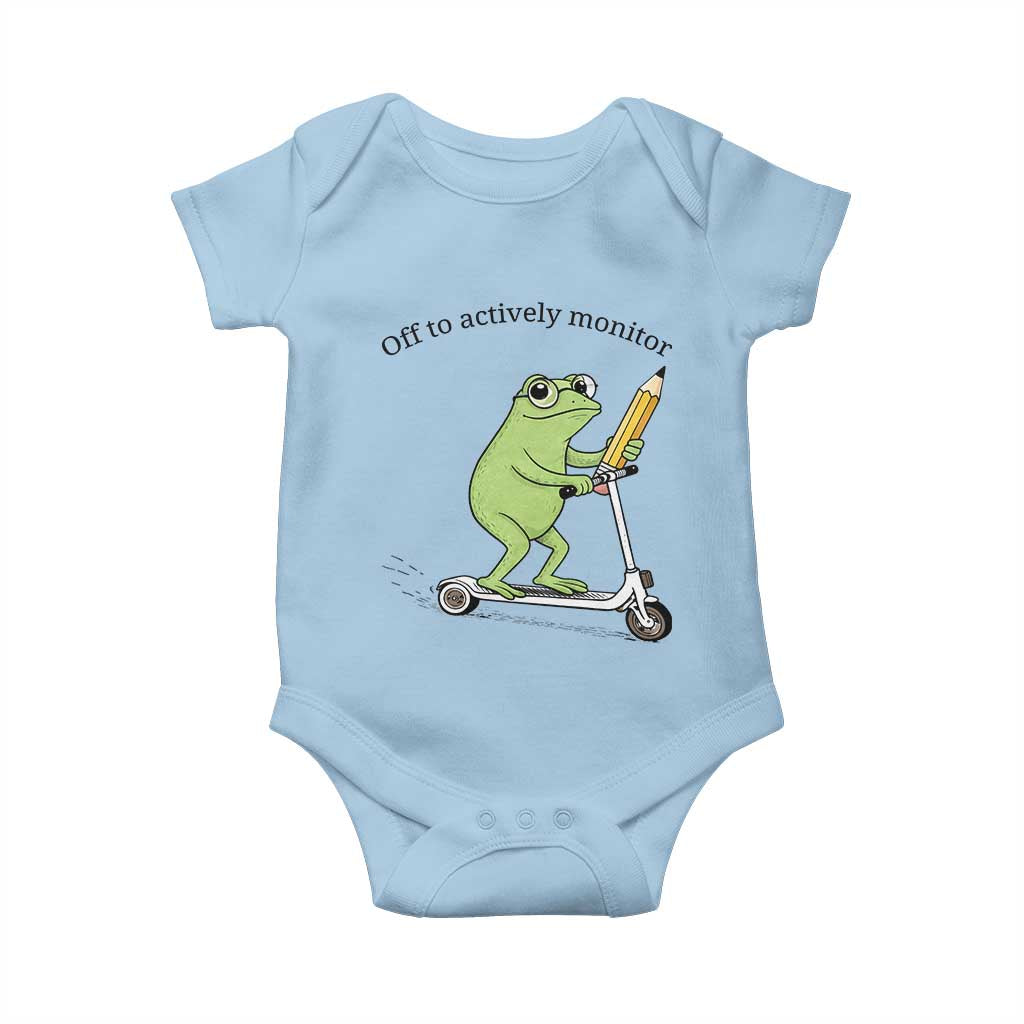 Funny Frog Teacher Testing Test Day Baby Onesie Off To Actively Monitor TS12 Light Blue Print Your Wear