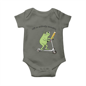 Funny Frog Teacher Testing Test Day Baby Onesie Off To Actively Monitor TS12 Military Green Print Your Wear