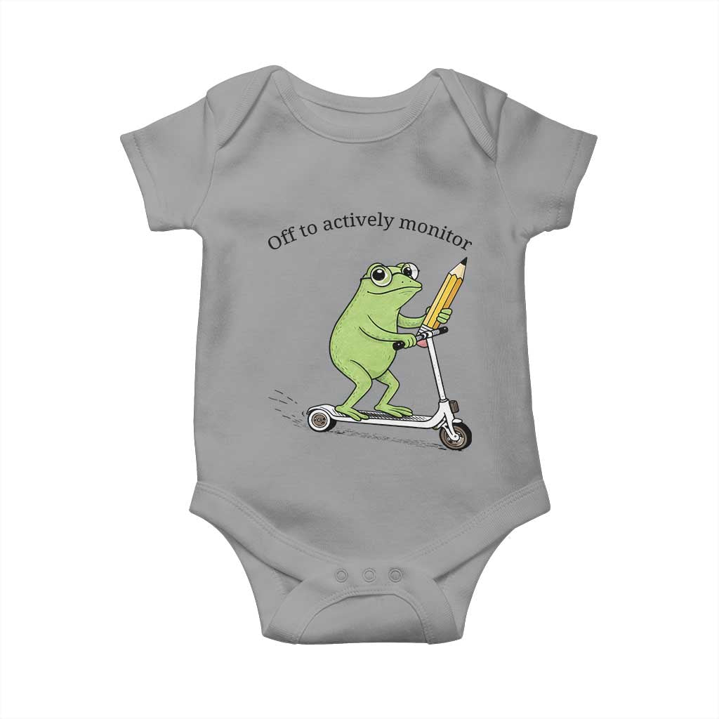 Funny Frog Teacher Testing Test Day Baby Onesie Off To Actively Monitor TS12 Sport Gray Print Your Wear