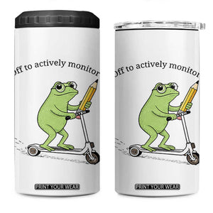 Funny Frog Teacher Testing Test Day 4 in 1 Can Cooler Tumbler Off To Actively Monitor TS12 One Size: 16 oz White Print Your Wear