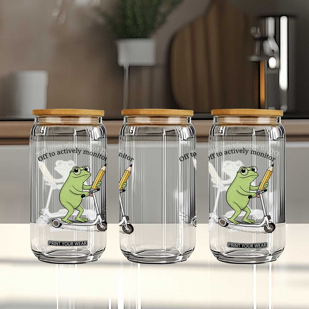 Funny Frog Teacher Testing Test Day Glass Can Off To Actively Monitor TS12 Print Your Wear