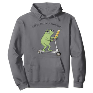 Funny Frog Teacher Testing Test Day Hoodie Off To Actively Monitor TS12 Charcoal Print Your Wear
