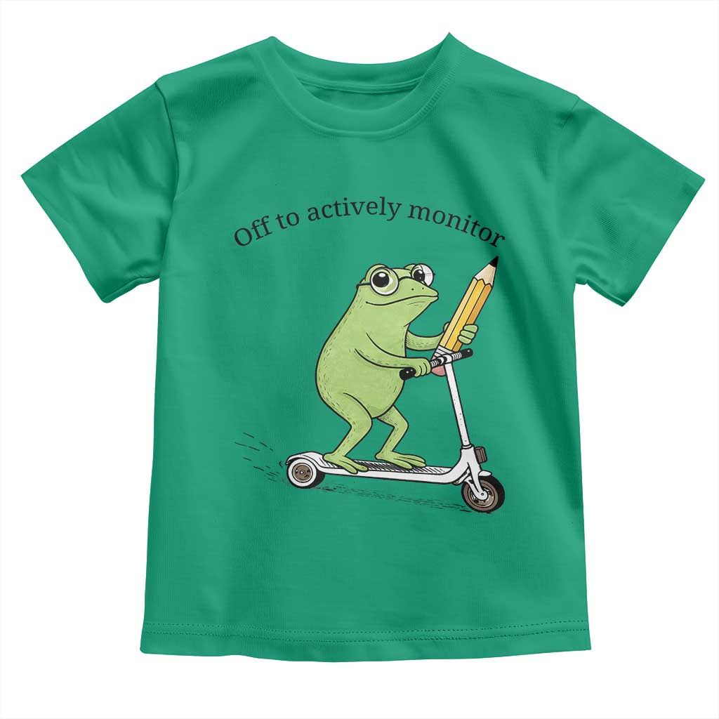 Funny Frog Teacher Testing Test Day Toddler T Shirt Off To Actively Monitor TS12 Irish Green Print Your Wear
