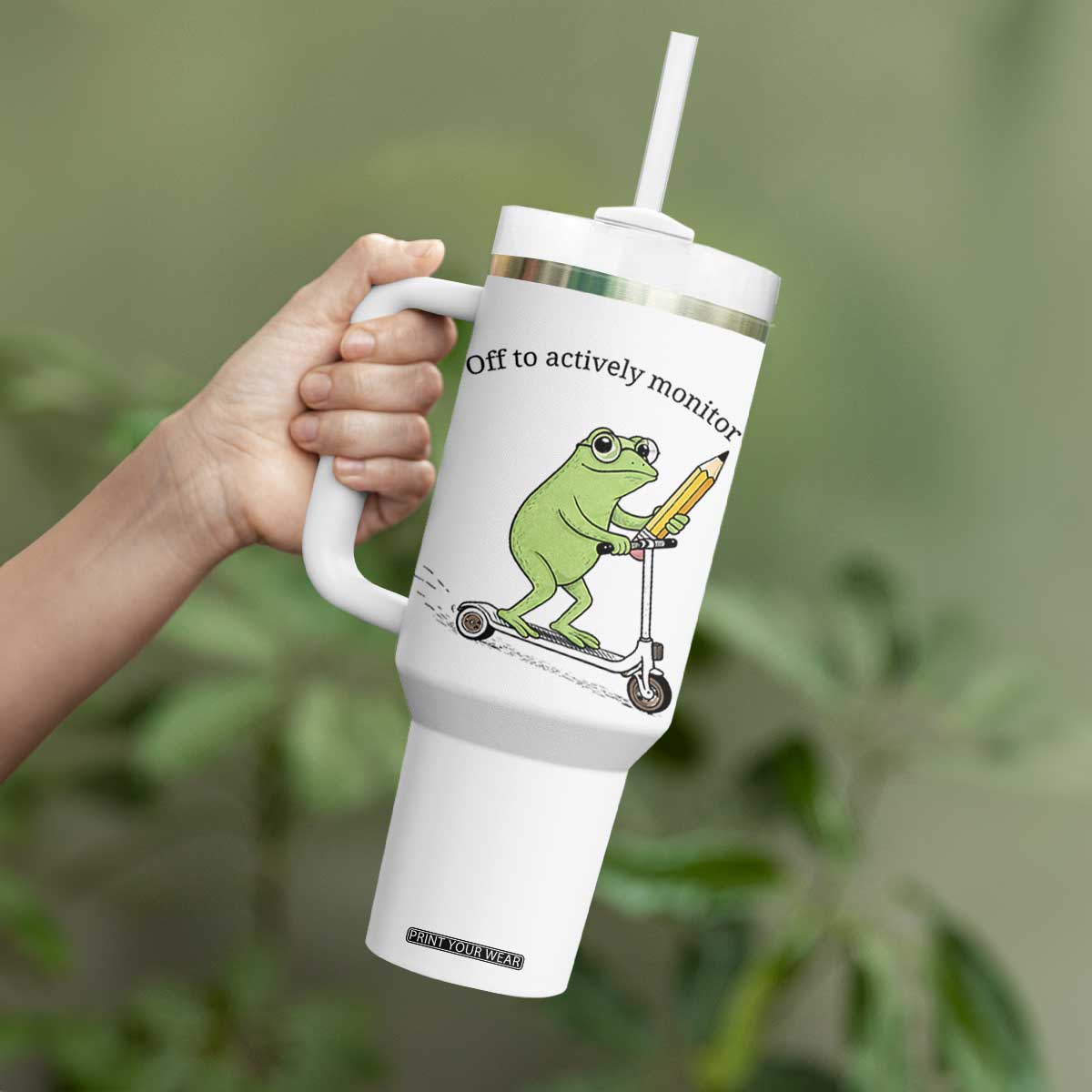 Funny Frog Teacher Testing Test Day Tumbler With Handle Off To Actively Monitor TS12 Print Your Wear