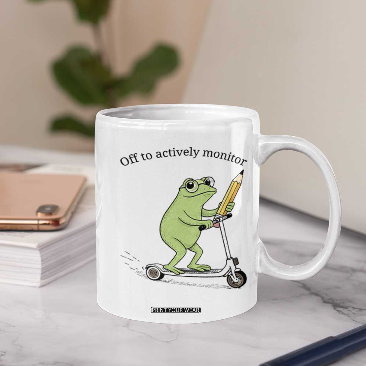 Funny Frog Teacher Testing Test Day Coffee Mug Off To Actively Monitor TS12 Print Your Wear