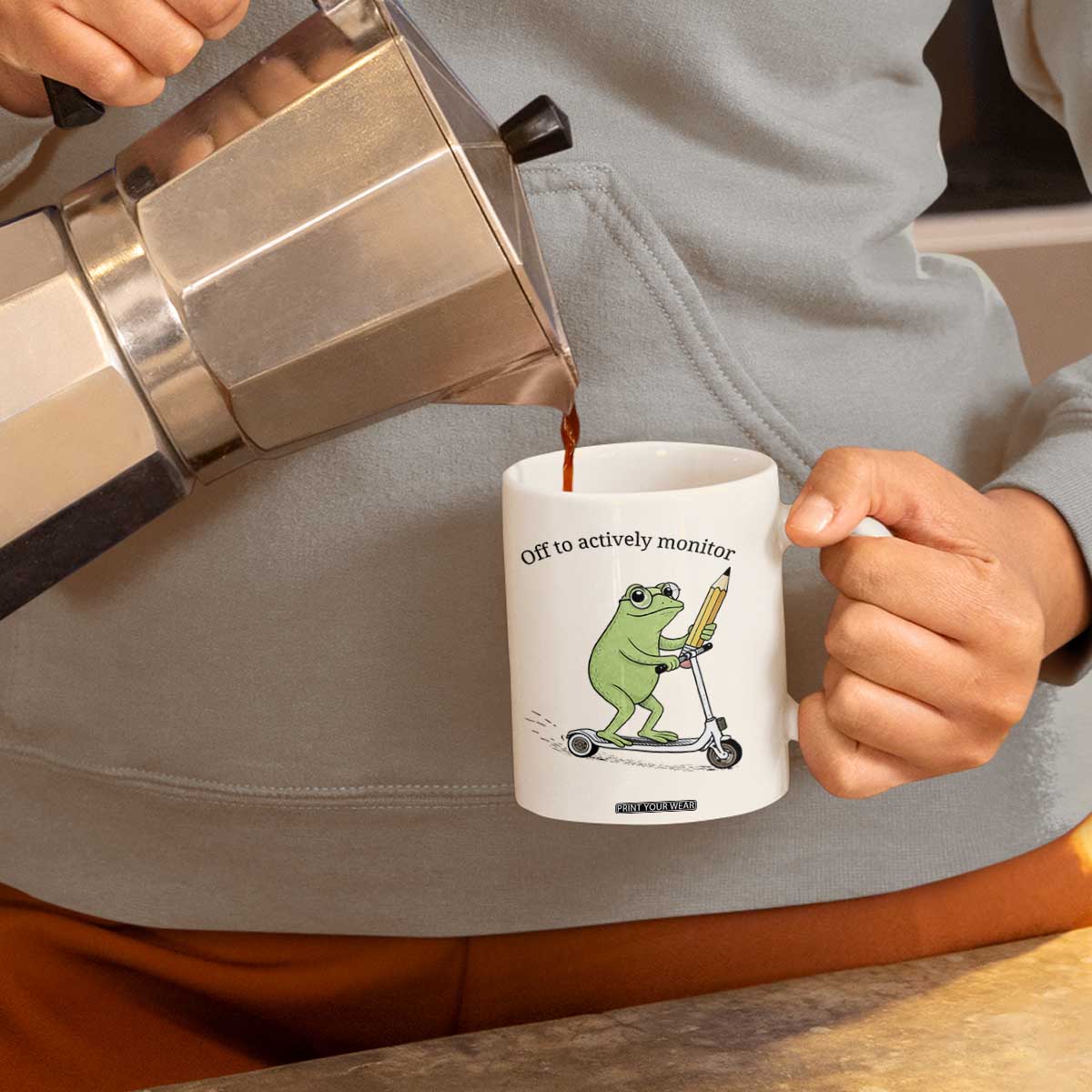 Funny Frog Teacher Testing Test Day Coffee Mug Off To Actively Monitor TS12 Print Your Wear