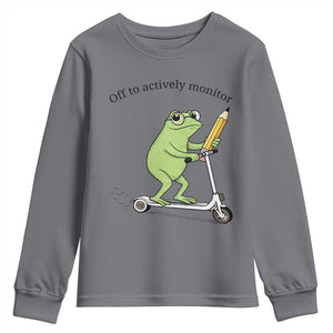 Funny Frog Teacher Testing Test Day Youth Sweatshirt Off To Actively Monitor TS12 Charcoal Print Your Wear