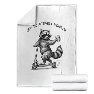 Funny Teacher Testing Day Throw Blanket Silly Raccoon Proctor Off To Actively Monitor TS12 White Print Your Wear