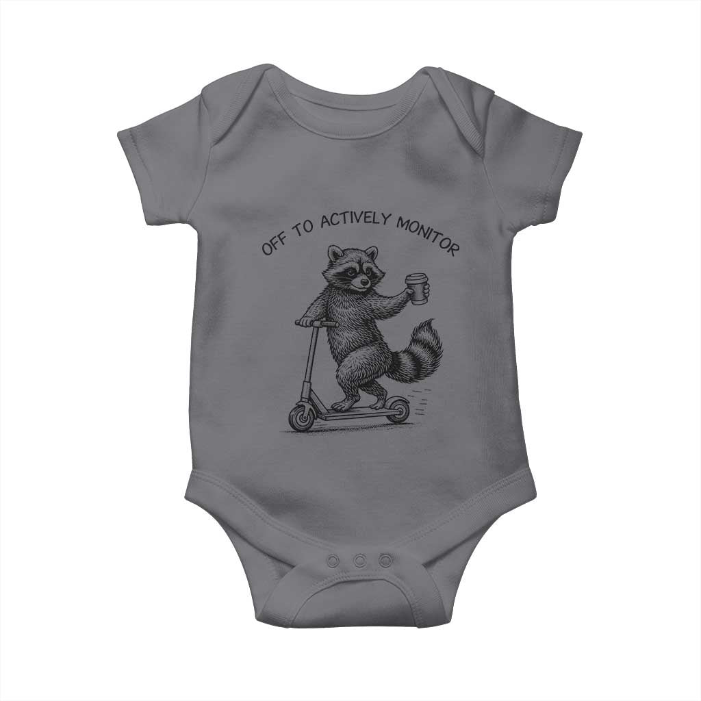 Funny Teacher Testing Day Baby Onesie Silly Raccoon Proctor Off To Actively Monitor TS12 Charcoal Print Your Wear