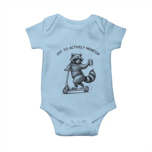 Funny Teacher Testing Day Baby Onesie Silly Raccoon Proctor Off To Actively Monitor TS12 Light Blue Print Your Wear