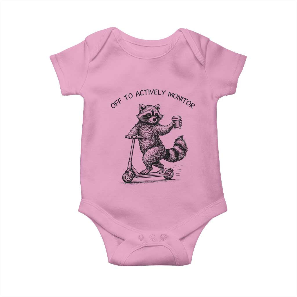 Funny Teacher Testing Day Baby Onesie Silly Raccoon Proctor Off To Actively Monitor TS12 Light Pink Print Your Wear