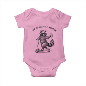 Funny Teacher Testing Day Baby Onesie Silly Raccoon Proctor Off To Actively Monitor TS12 Light Pink Print Your Wear