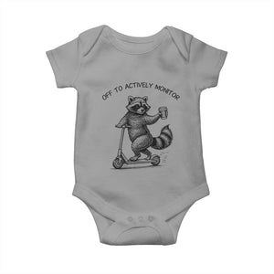Funny Teacher Testing Day Baby Onesie Silly Raccoon Proctor Off To Actively Monitor TS12 Sport Gray Print Your Wear